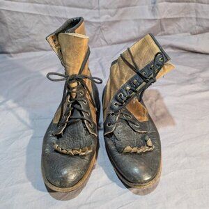 Boulet Two Tone Black and Tan Kiltie Western Lace Up Boots Women Size 7